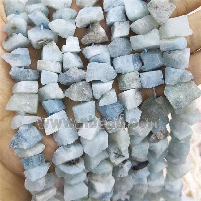 Blue Aquamarine Nugget Beads Freeform Rough
