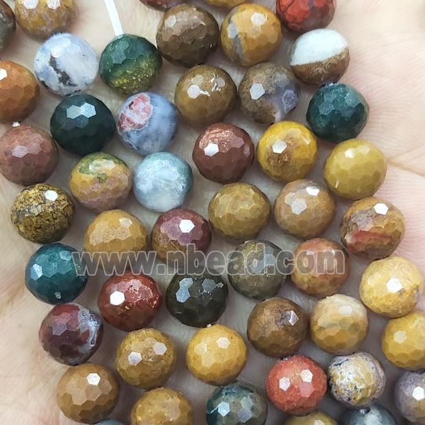 Ocean Agate Beads Multicolor Faceted Round