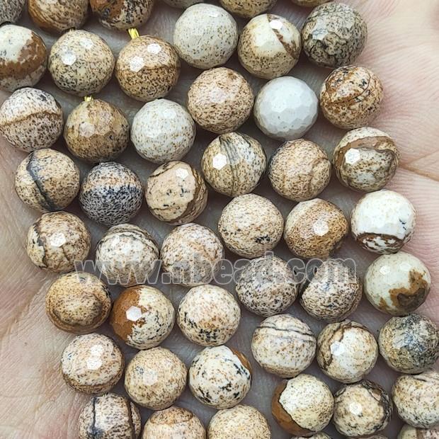 Picture Jasper Round Beads Faceted