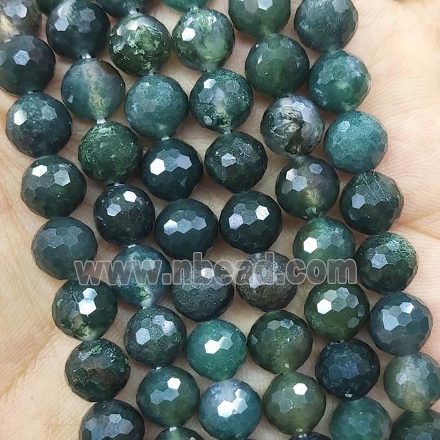 Moss Agate Beads Green Faceted Round