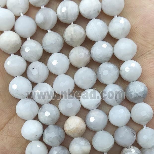Natural White Crazy Agate Beads Faceted Round