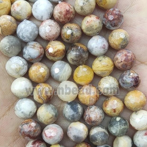 Natural Yellow Crazy Agate Beads Faceted Round