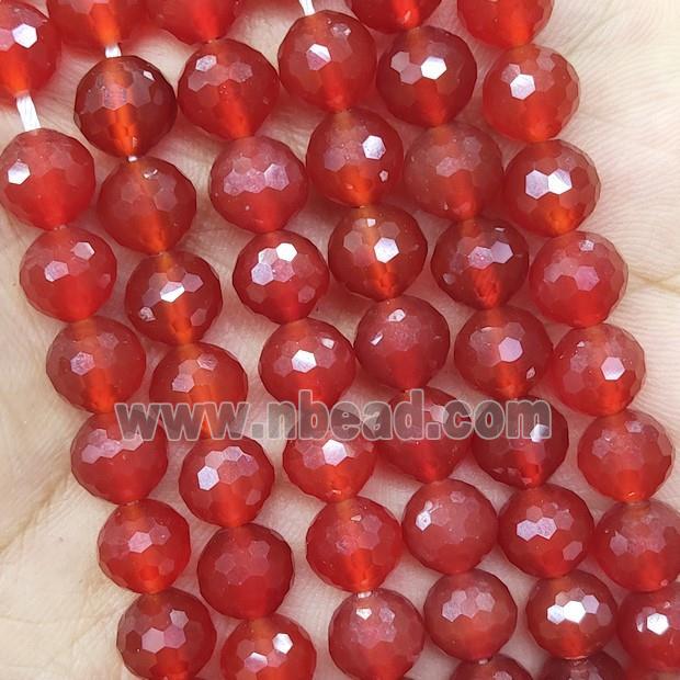 Red Carnelian Agate Beads Faceted Round