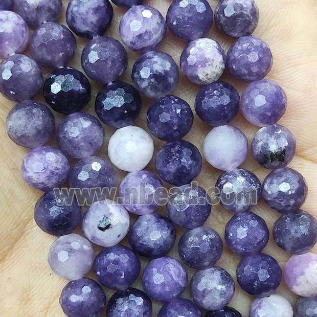Purple Lepidolite Beads Faceted Round