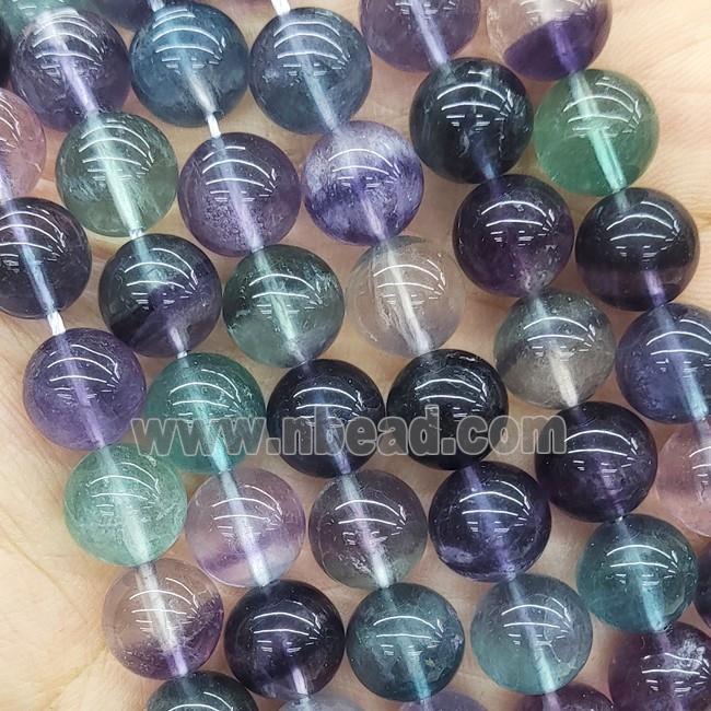 Natural Fluorite Beads Round Smooth Multicolor