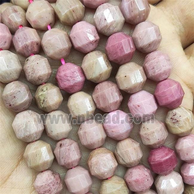 Pink Wood Lace Jasper Prism Beads