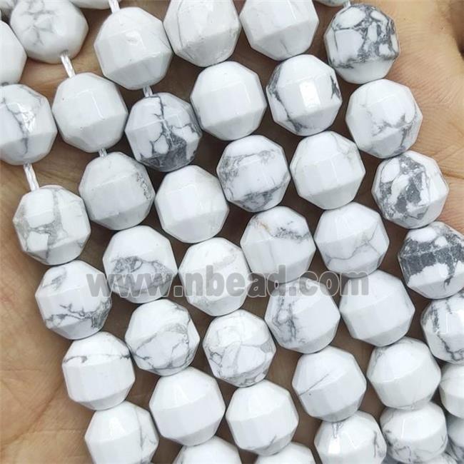 White Howlite Turquoise Prism Beads