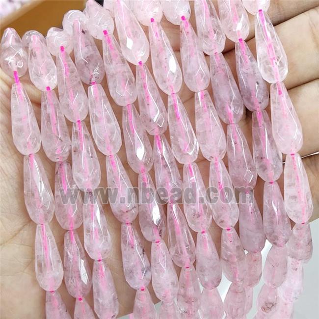 Pink Rose Quartz Beads Faceted Teardrop