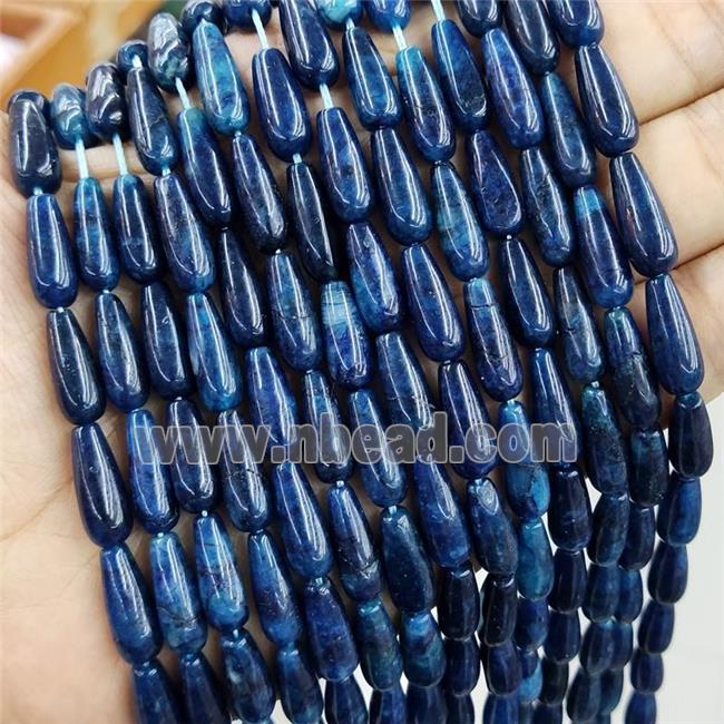 Natural Blue Apatite Beads Smooth Teardrop