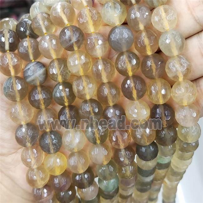 Natural Fluorite Beads Faceted Round Yellow