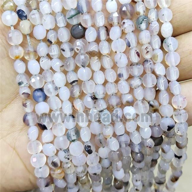 Heihua Agate Beads Faceted Coin White