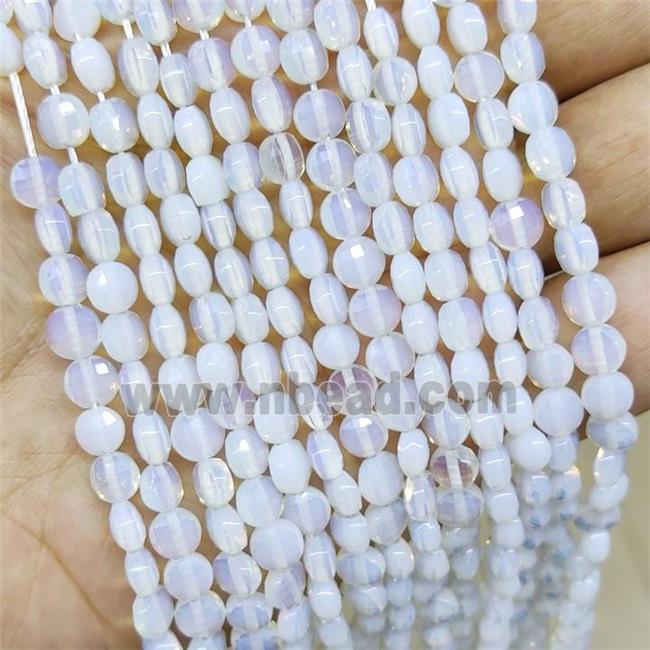 Whie Opalite Beads Faceted Coin
