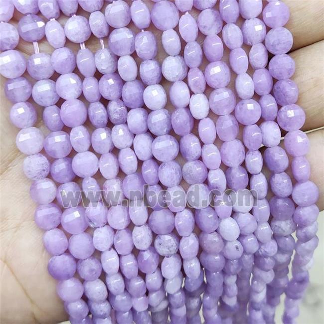 Lepidolite Beads Faceted Coin Lavender
