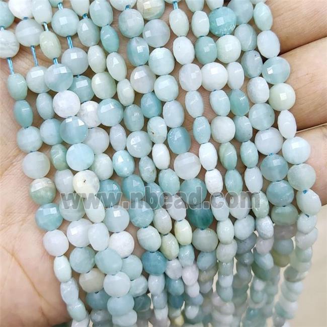 Blue Amazonite Beads Faceted Coin