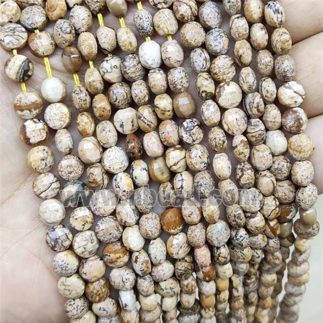 Picture Jasper Beads Faceted Coin