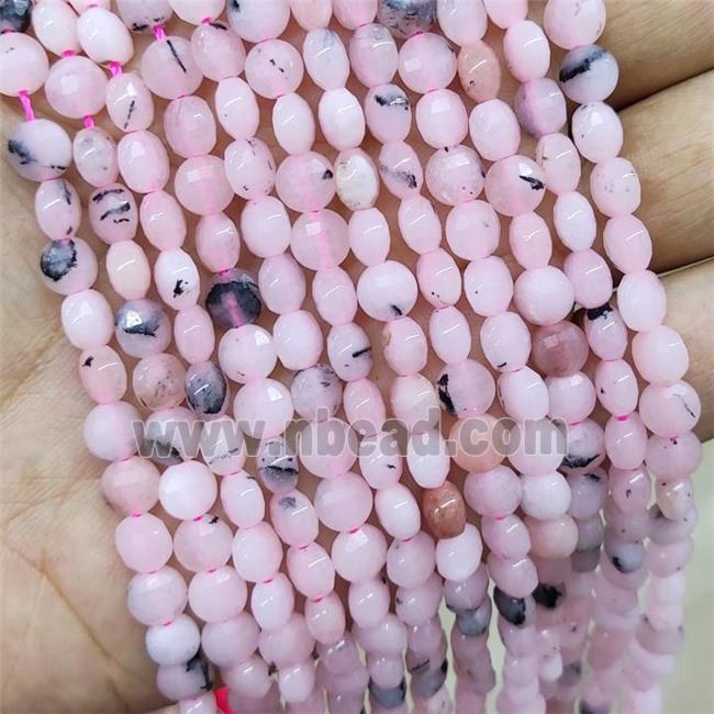 Pink Jade Beads Faceted Circle Dye