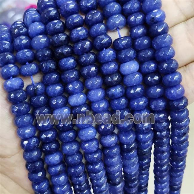 Blue Jade Beads Faceted Rondelle Dye