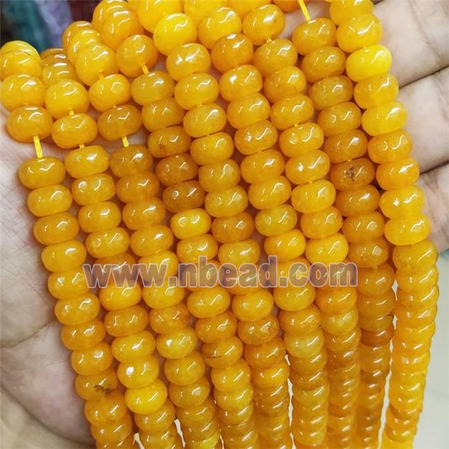 Orange Jade Beads Faceted Rondelle Dye