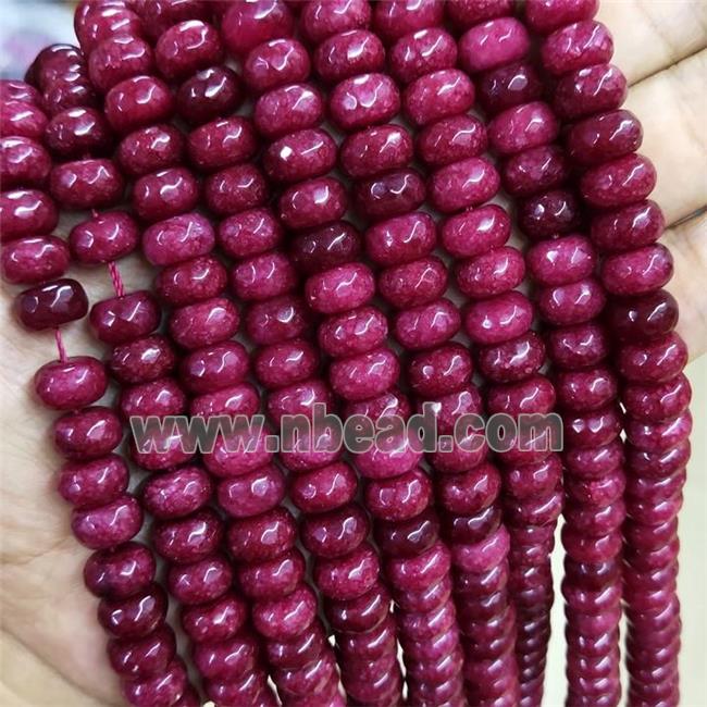 Red Jade Beads Faceted Rondelle Dye