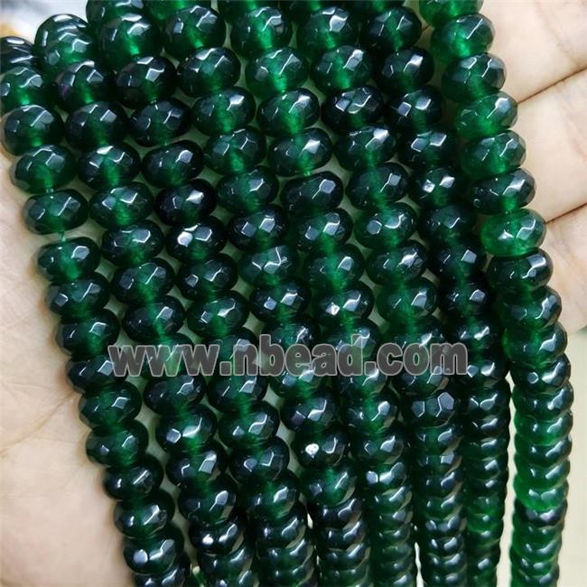 Green Jade Beads Faceted Rondelle Dye