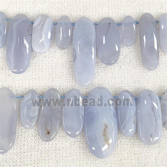 Blue Lace Agate Oval Beads Graduated Topdrilled