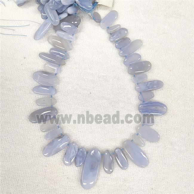 Blue Lace Agate Oval Beads Graduated Topdrilled
