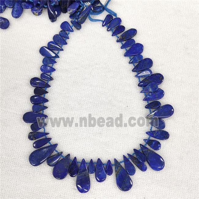 Natural Lapis Lazuli Teardrop Beads Graduated Topdrilled Blue Lazurite
