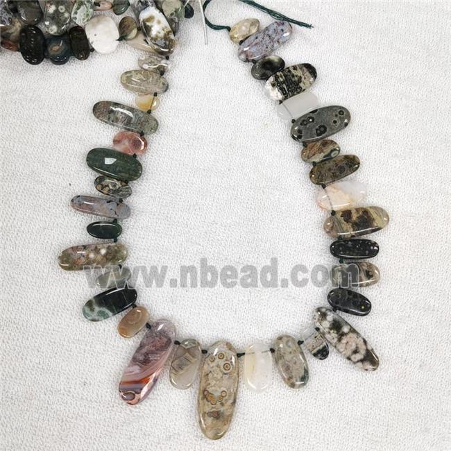 Natural Ocean Agate Oval Beads Graduated Topdrilled Multicolor