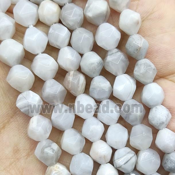 White Crazy Agate Beads Cut Round