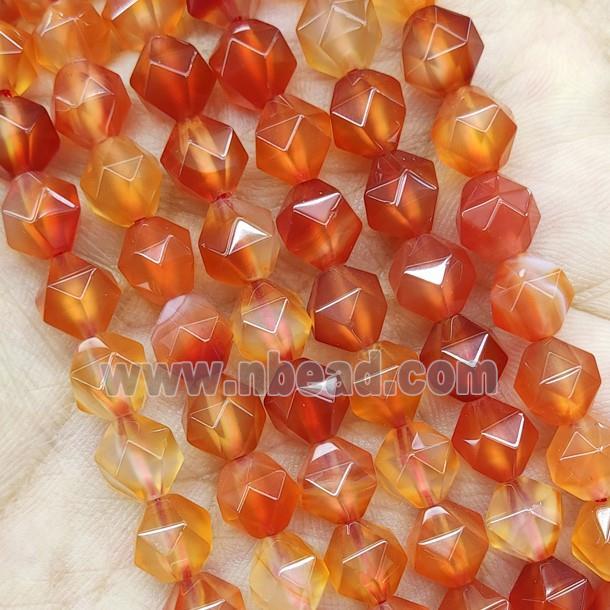 Red Carnelian Agate Beads Starcut Round