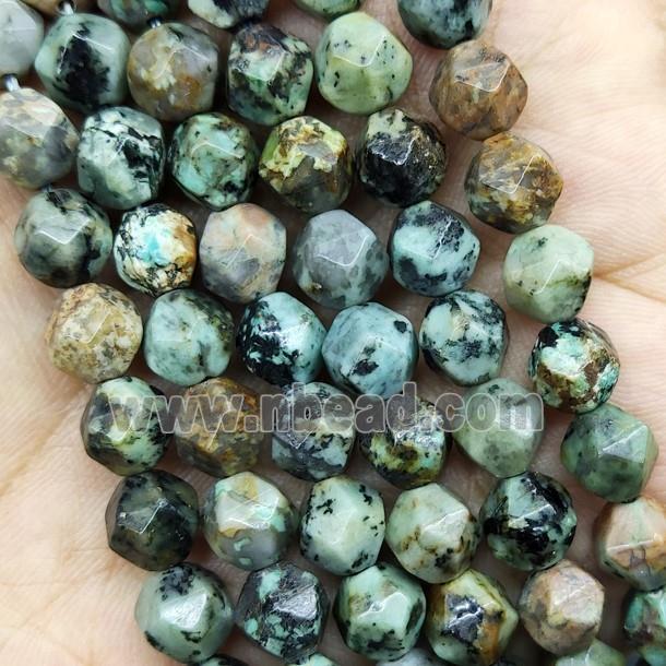 African Turquoise Beads Green Cut Round