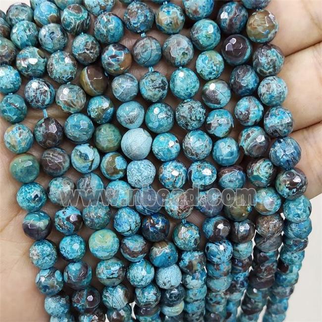 Blue Ocean Jasper Beads Faceted Round Dye