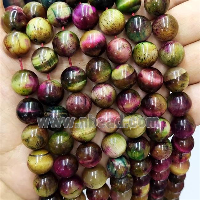 Tiger Eye Stone Beads Multicolor Round Smooth