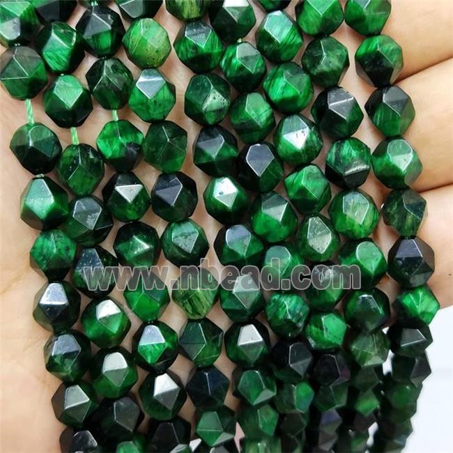 Green Tiger Eye Stone Beads Starcut Round