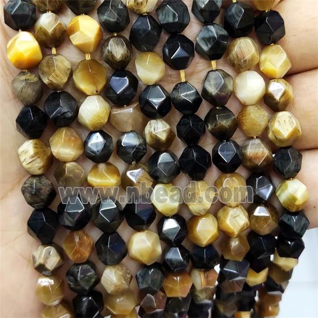 Tiger Eye Stone Beads Starcut Round Gold