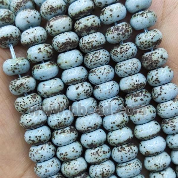 Natural Bodhi Tuquoise Rondelle Beads Smooth Blue