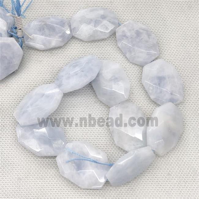 Natural Blue Calcite Beads Faceted Slice