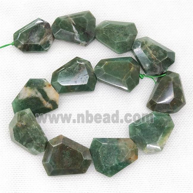 Natural Green African Verdite Beads Faceted Slice
