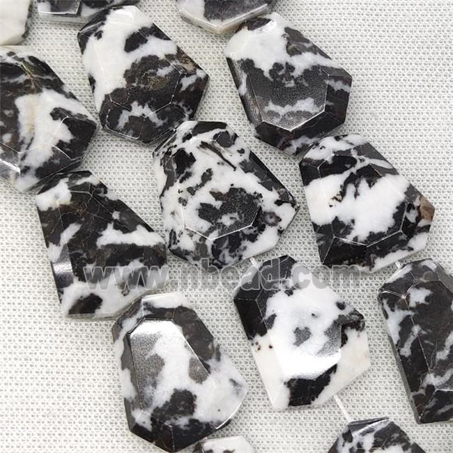 Black White Zebra Jasper Beads Faceted Slice