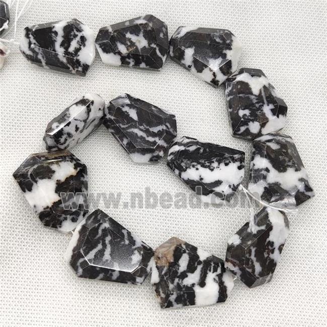 Black White Zebra Jasper Beads Faceted Slice