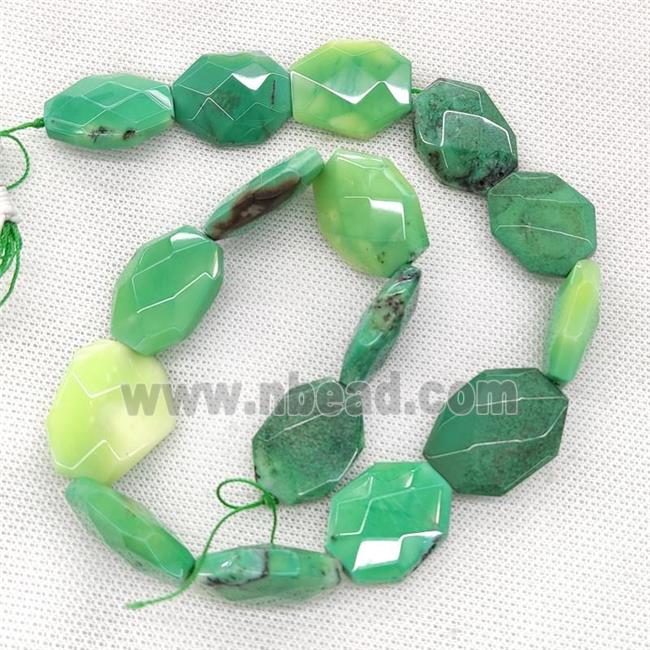 Natural Green Grass Agate Beads Faceted Slice