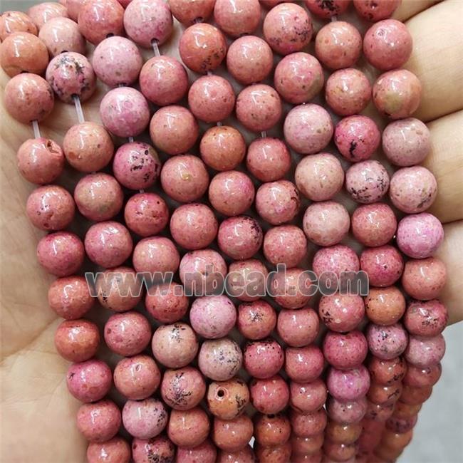 Pink Jasper Beads Smooth Round Dye