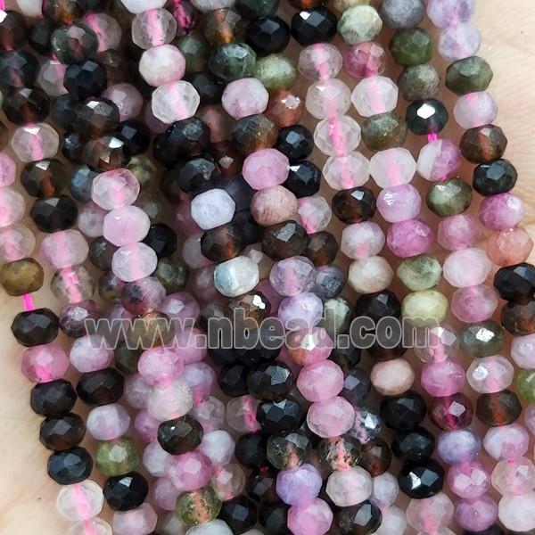 Tourmaline Beads Faceted Rondelle Multicolor