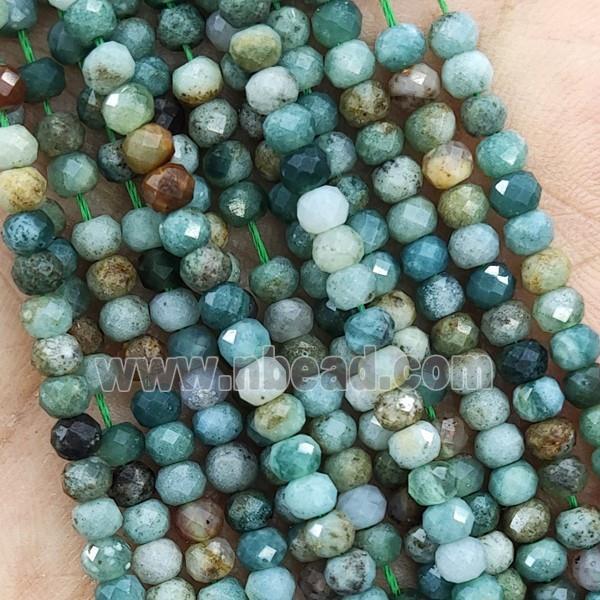 Moss Agate Beads Green Faceted Rondelle Tiny