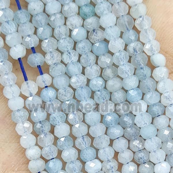 Natural Aquamarine Beads A-Grade Faceted Rondelle Tiny Blue