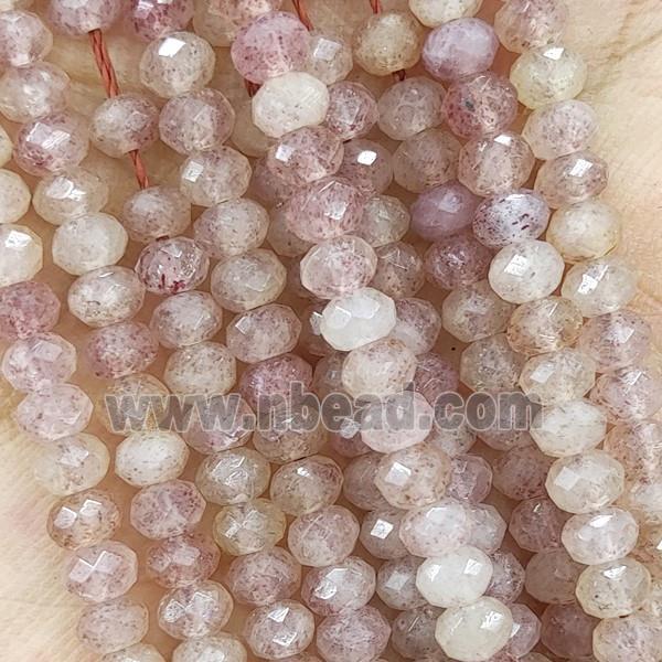 Natural Strawberry Quartz Beads Pink Faceted Rondelle