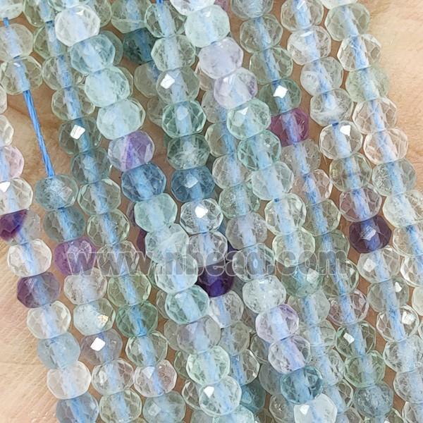 Natural Multicolor Fluorite Beads Faceted Rondelle