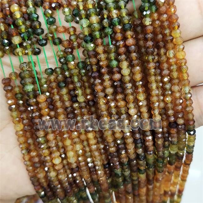 Natural Tourmaline Beads Mix Color Faceted Rondelle