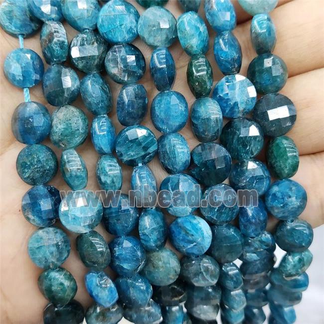 Natural Apatite Beads Blue Faceted Circle