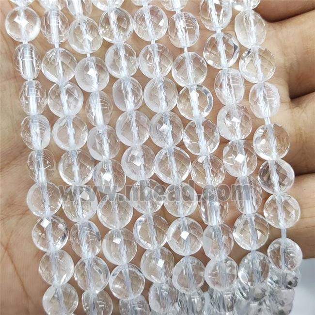 Natural Clear Quartz Beads Faceted Circle